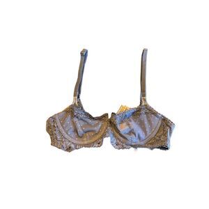 Victorias Secrets 32B periwinkle push-up without padding lace bra